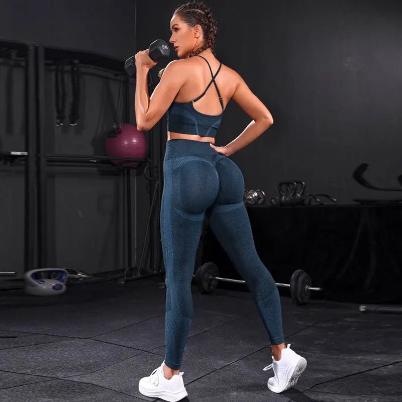 2 Pieces Women's Tracksuit Seamless Yoga Set Workout Sportswear Gym Clothing High Waist Leggings Fitness Sports Suits - flohmarkt-deutschland.shop