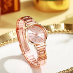 2 stücke Set Uhr Luxus Frauen Einfache Zifferblatt Hohl Strap Mode Gold Armband Quarz Armbanduhr Student Damen Uhren Reloj Mujer - flohmarkt-deutschland.shop