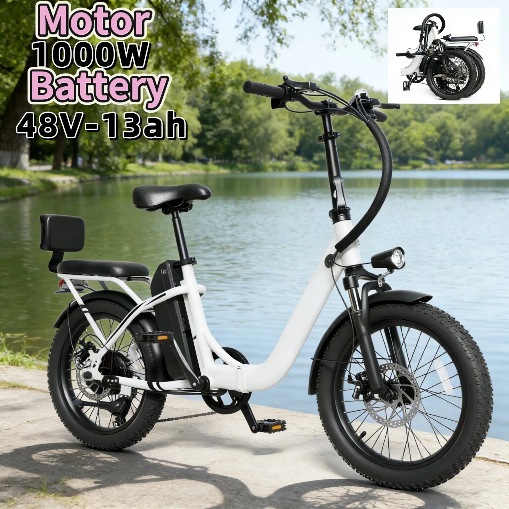 20-Zoll faltbares Eltern-Kind-E-Bike. 48V13AH Elektroroller mit herausnehmbarem Akku, 1000W bürstenloser Motor Elektrofahrrad - flohmarkt-deutschland.shop