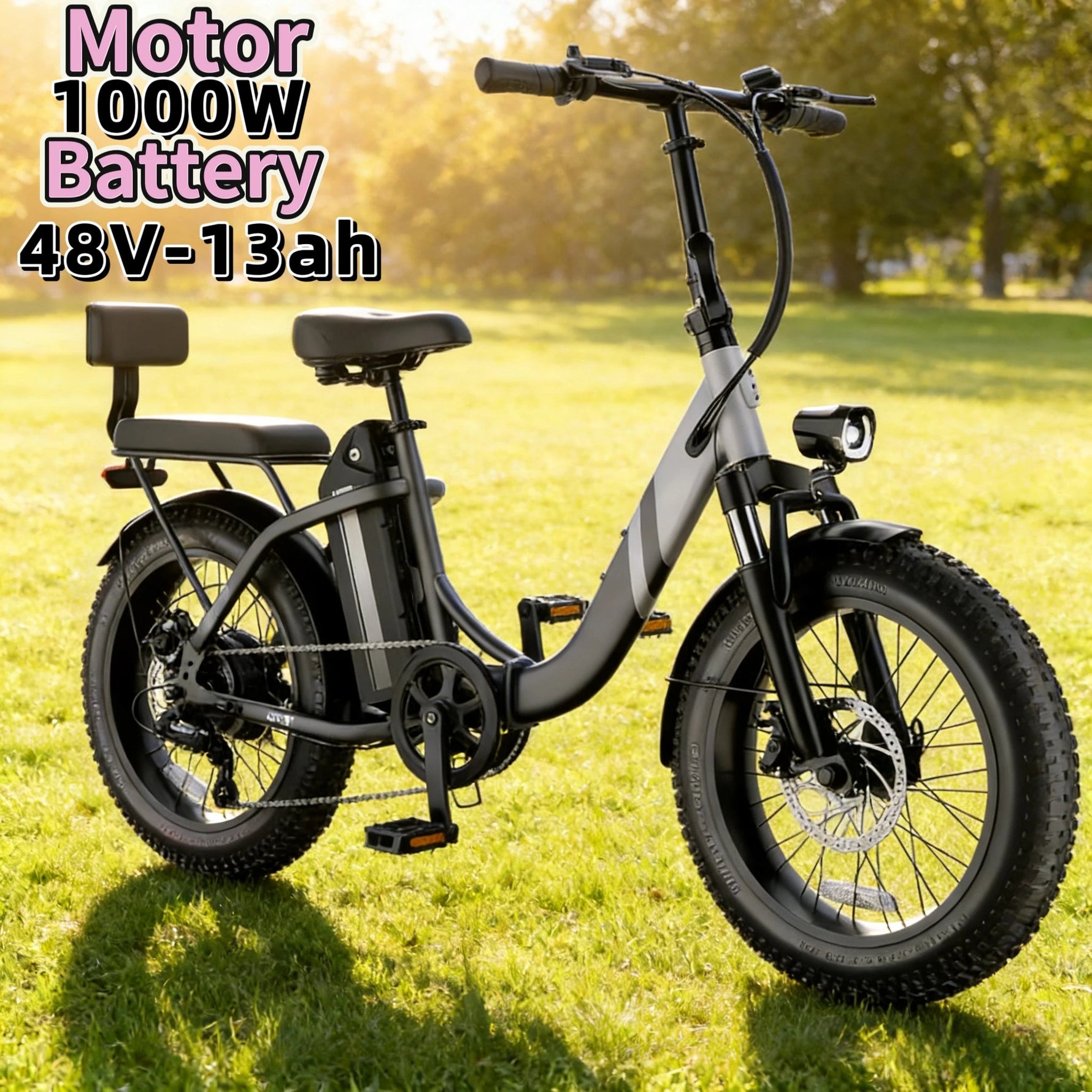 20-Zoll faltbares Eltern-Kind-E-Bike. 48V13AH Elektroroller mit herausnehmbarem Akku, 1000W bürstenloser Motor Elektrofahrrad - flohmarkt-deutschland.shop