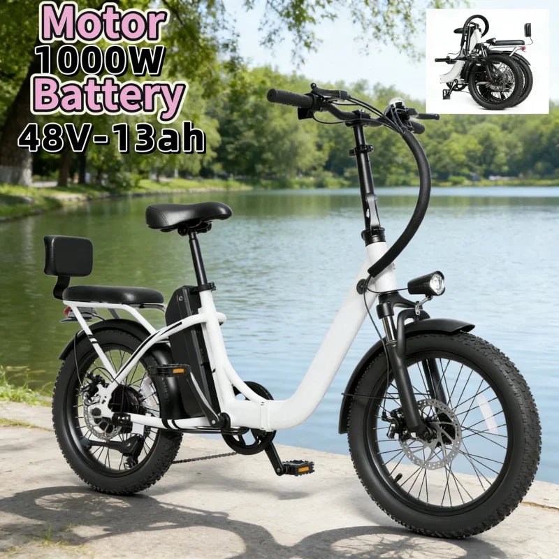 20-Zoll faltbares Eltern-Kind-E-Bike. 48V13AH Elektroroller mit herausnehmbarem Akku, 1000W bürstenloser Motor Elektrofahrrad - flohmarkt-deutschland.shop