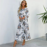2023 frühling Sommer Böhmischen Frauen Maxi Kleid Casual Langarm Hohe Taille Strand Frau Chiffon Kleider Floral Vestidos Mujer Neue - flohmarkt-deutschland.shop
