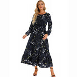 2023 frühling Sommer Böhmischen Frauen Maxi Kleid Casual Langarm Hohe Taille Strand Frau Chiffon Kleider Floral Vestidos Mujer Neue - flohmarkt-deutschland.shop