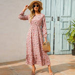 2023 frühling Sommer Böhmischen Frauen Maxi Kleid Casual Langarm Hohe Taille Strand Frau Chiffon Kleider Floral Vestidos Mujer Neue - flohmarkt-deutschland.shop