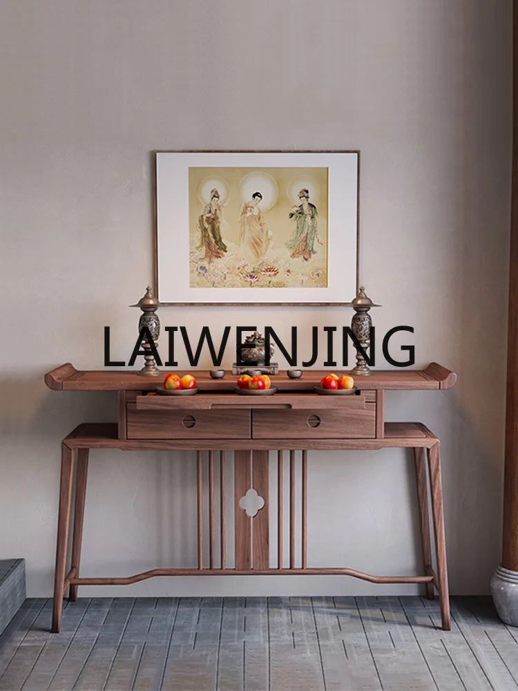 XL Altar Incense Burner Table Black Walnut Wooden Hallway Altar Buddhist Hall Guanyin God of Wealth Prayer Altar Table