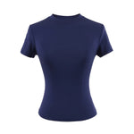 2024 neue Hohe Qualität Casual T shirt Sexy Dünne Kurzen Ärmeln Mode Trend Solide Frauen Kleidung y2k Tops - flohmarkt-deutschland.shop