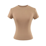 2024 neue Hohe Qualität Casual T shirt Sexy Dünne Kurzen Ärmeln Mode Trend Solide Frauen Kleidung y2k Tops - flohmarkt-deutschland.shop