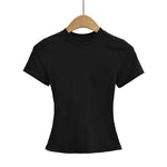 2024 neue Hohe Qualität Casual T shirt Sexy Dünne Kurzen Ärmeln Mode Trend Solide Frauen Kleidung y2k Tops - flohmarkt-deutschland.shop