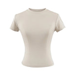 2024 neue Hohe Qualität Casual T shirt Sexy Dünne Kurzen Ärmeln Mode Trend Solide Frauen Kleidung y2k Tops - flohmarkt-deutschland.shop