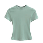 2024 neue Hohe Qualität Casual T shirt Sexy Dünne Kurzen Ärmeln Mode Trend Solide Frauen Kleidung y2k Tops - flohmarkt-deutschland.shop