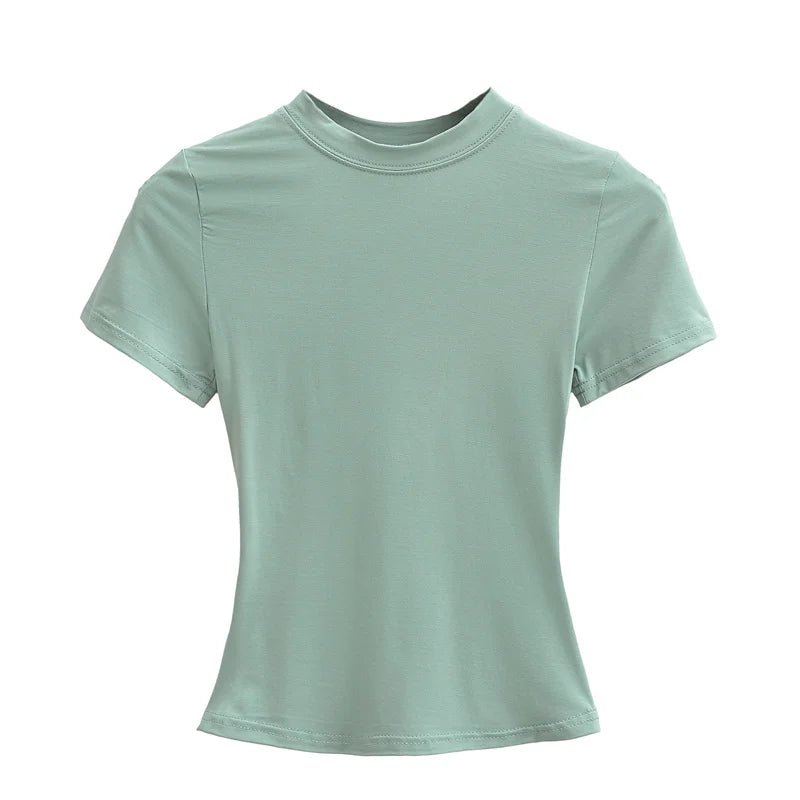 2024 neue Hohe Qualität Casual T shirt Sexy Dünne Kurzen Ärmeln Mode Trend Solide Frauen Kleidung y2k Tops - flohmarkt-deutschland.shop