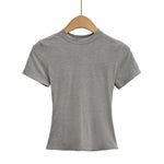 2024 neue Hohe Qualität Casual T shirt Sexy Dünne Kurzen Ärmeln Mode Trend Solide Frauen Kleidung y2k Tops - flohmarkt-deutschland.shop