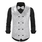2024 New Fashion Shiny Sequin Suit Vest for Men, Gold /Silver Double Breasted Chalecos De Vestir Hombre,weste Herren Eur Size - flohmarkt-deutschland.shop