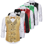 2024 New Fashion Shiny Sequin Suit Vest for Men, Gold /Silver Double Breasted Chalecos De Vestir Hombre,weste Herren Eur Size - flohmarkt-deutschland.shop