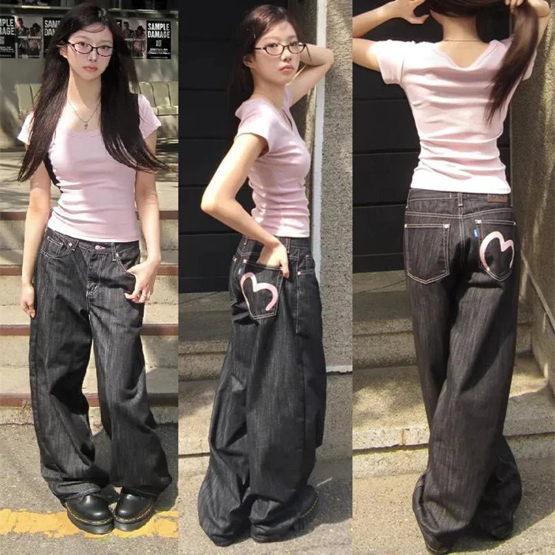 2025 Autumn Winter Women's Denim Jeans Y2K Wide Fit Baggy Jeans Grunge Harajuku Cowboy New In Pants Korean Mom Jeans Punk Retro - flohmarkt-deutschland.shop