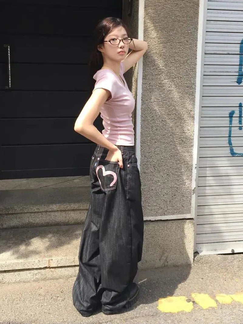 2025 Autumn Winter Women's Denim Jeans Y2K Wide Fit Baggy Jeans Grunge Harajuku Cowboy New In Pants Korean Mom Jeans Punk Retro - flohmarkt-deutschland.shop
