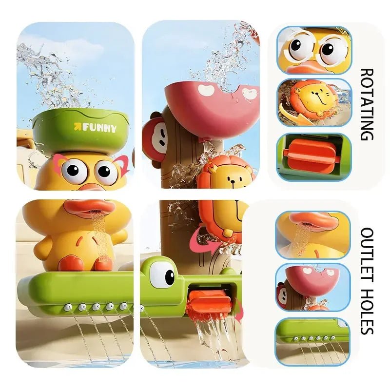 2025 Baby-Badespielzeug, Spielwasser in Ente/Blumenform, Löwe-Wasserrad, Kinderspaß in der Dusche, Badewanne mit Saugnapf, als Geschenk für Kinder - flohmarkt-deutschland.shop
