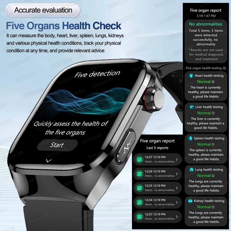 2025, EKG + PPG, Organe, Eingeweide, Laserdiagnose, Smartwatch, Harnsäure, Körperfett, Blutdruck, Körperanalyse, Anrufgesundheit, Herrenuhren - flohmarkt-deutschland.shop