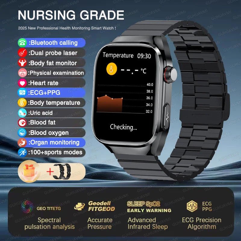 2025, EKG + PPG, Organe, Eingeweide, Laserdiagnose, Smartwatch, Harnsäure, Körperfett, Blutdruck, Körperanalyse, Anrufgesundheit, Herrenuhren - flohmarkt-deutschland.shop