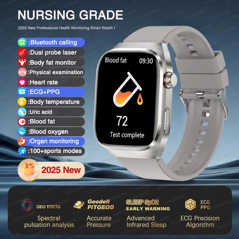 2025, EKG + PPG, Organe, Eingeweide, Laserdiagnose, Smartwatch, Harnsäure, Körperfett, Blutdruck, Körperanalyse, Anrufgesundheit, Herrenuhren - flohmarkt-deutschland.shop