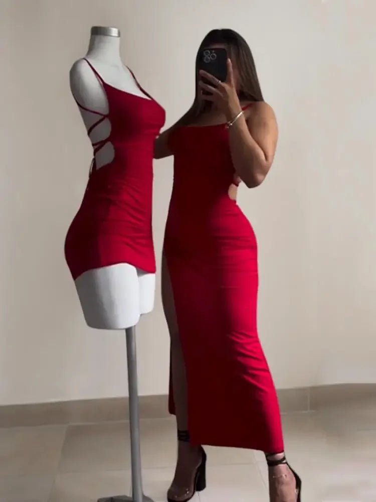 2025 explosive new dress summer high sensibility halter strap Spice Girl bag hip dress - flohmarkt-deutschland.shop