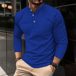 2025 männer Sommer Langarm Henry Polo Casual Atmungsaktiv Komfortable Polo-Shirt Solide Hohe Qualität Männliche T-Shirt Dropshipping - flohmarkt-deutschland.shop