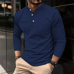 2025 männer Sommer Langarm Henry Polo Casual Atmungsaktiv Komfortable Polo-Shirt Solide Hohe Qualität Männliche T-Shirt Dropshipping - flohmarkt-deutschland.shop