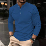 2025 männer Sommer Langarm Henry Polo Casual Atmungsaktiv Komfortable Polo-Shirt Solide Hohe Qualität Männliche T-Shirt Dropshipping - flohmarkt-deutschland.shop