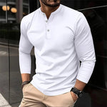 2025 männer Sommer Langarm Henry Polo Casual Atmungsaktiv Komfortable Polo-Shirt Solide Hohe Qualität Männliche T-Shirt Dropshipping - flohmarkt-deutschland.shop