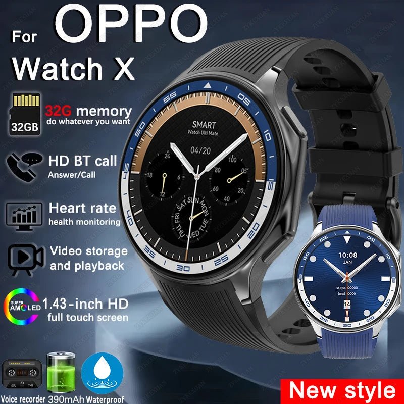 2025 neue Für OPPO Uhr X High-End-Business Uhr Männer 32 Gb Speicher Video Wiedergabe Smart Uhr Sport fitness Wasserdichte Armband - flohmarkt-deutschland.shop