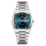 2025 neue Herren-Business-Uhren, modisch, blau, silberfarben, Edelstahlarmband, 40 mm, Weinfassform, Top-Marken-Quarzuhr für Herren - flohmarkt-deutschland.shop