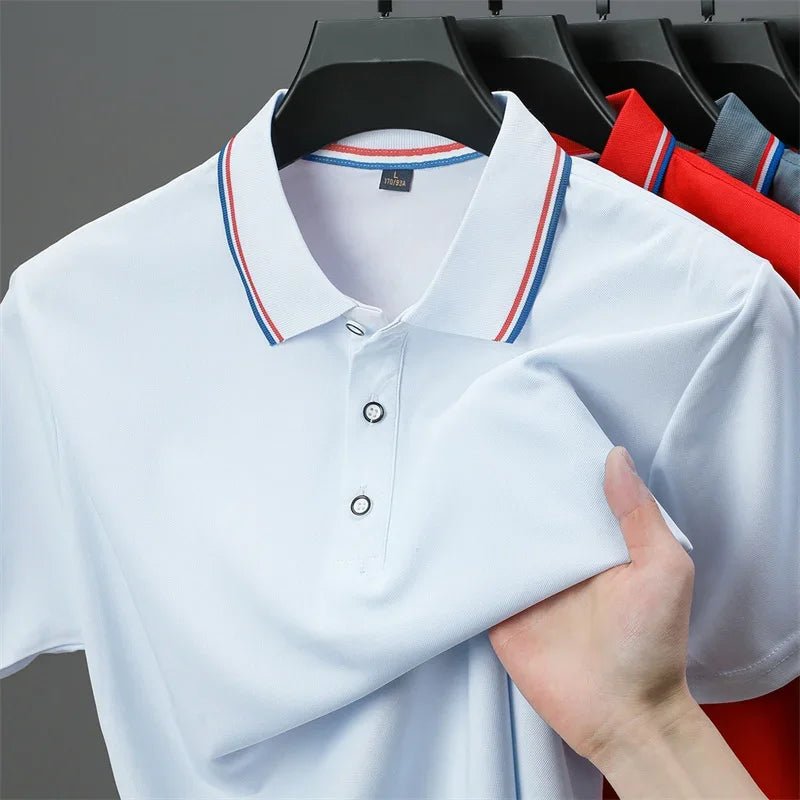 2025 New Men's Casual Solid Color Short Sleeved Polo Shirt Summer Fashionable and Comfortable Versatile Top - flohmarkt-deutschland.shop