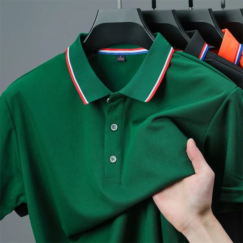 2025 New Men's Casual Solid Color Short Sleeved Polo Shirt Summer Fashionable and Comfortable Versatile Top - flohmarkt-deutschland.shop