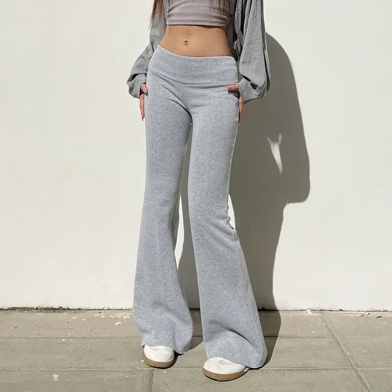2025, schlanke, lässige Jogginghose mit niedriger Taille für Damen, solide, einfache Basic-Schlaghose, Sport-Jogginghose - flohmarkt-deutschland.shop