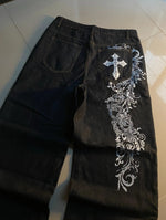 2025 streetwear vintage printing baggy jeans y2K harajuku trend men and women hip hop fashion casual Joker couple Wide-leg pants - flohmarkt-deutschland.shop