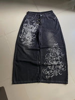 2025 streetwear vintage printing baggy jeans y2K harajuku trend men and women hip hop fashion casual Joker couple Wide-leg pants - flohmarkt-deutschland.shop