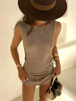 2025 Summer Sexy One Neck Cut Out Circle Decoration Corset Slim Beach Mini Dress Women Seaside Vacation Beachwear Dresses A2796 - flohmarkt-deutschland.shop