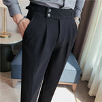 2026 Frühling Herbst Männer Hohe Taille Gürtel Design Beiläufige Dünne Formale Kleid Hose Männer Sozialen Büro Hochzeit Party Kleid Anzug Hosen - flohmarkt-deutschland.shop