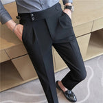 2026 Frühling Herbst Männer Hohe Taille Gürtel Design Beiläufige Dünne Formale Kleid Hose Männer Sozialen Büro Hochzeit Party Kleid Anzug Hosen - flohmarkt-deutschland.shop