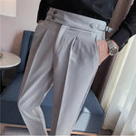 2026 Frühling Herbst Männer Hohe Taille Gürtel Design Beiläufige Dünne Formale Kleid Hose Männer Sozialen Büro Hochzeit Party Kleid Anzug Hosen - flohmarkt-deutschland.shop