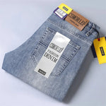 2026 Frühling Sommer Dünne Jeans Klassischer Stil Mode Stretch Regular Fit Denim-Hose Herren Marke Gewaschene Hellblaue Jeans - flohmarkt-deutschland.shop