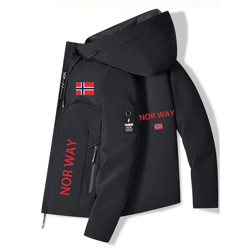 2026 Herren Hochwertige Polyester-Bomberjacke - Norwegisches Druckdesign Langarm Frühling/Herbst Outdoor-Sportjacke - flohmarkt-deutschland.shop