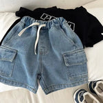 2026 Kids Boys Denim Cargo Shorts 2-8Y Casual Summer Jeans Bottoms Waist Elastic Waistband Children Clothes Outerdoor Boys - flohmarkt-deutschland.shop