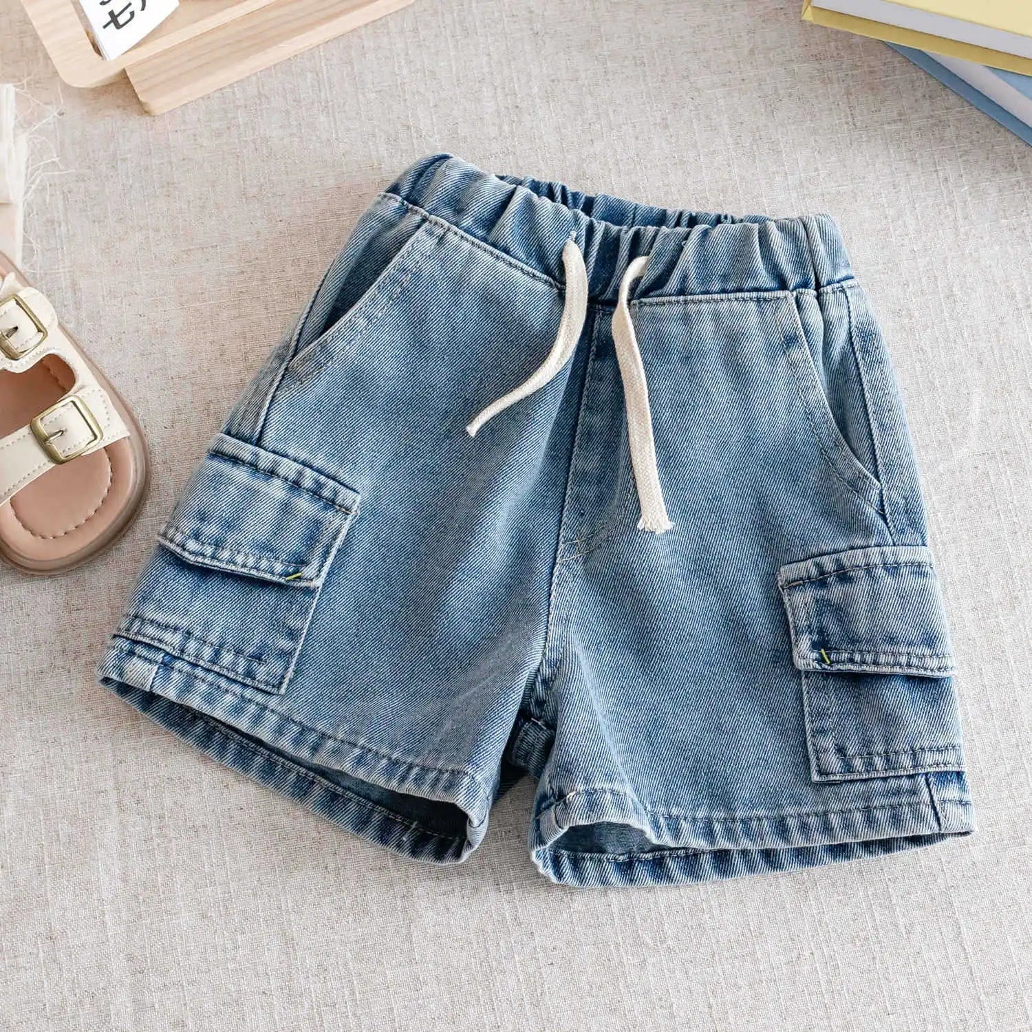 2026 Kids Boys Denim Cargo Shorts 2-8Y Casual Summer Jeans Bottoms Waist Elastic Waistband Children Clothes Outerdoor Boys - flohmarkt-deutschland.shop