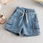 2026 Kids Boys Denim Cargo Shorts 2-8Y Casual Summer Jeans Bottoms Waist Elastic Waistband Children Clothes Outerdoor Boys - flohmarkt-deutschland.shop