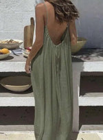 2026 Loose-Fit Spaghetti Strap Dress Women's Casual Homewear Summer Dress Solid-Color Vacation Cool Homewear - flohmarkt-deutschland.shop