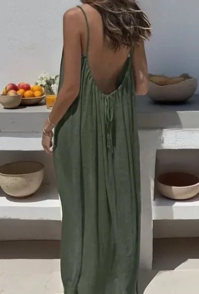 2026 Loose-Fit Spaghetti Strap Dress Women's Casual Homewear Summer Dress Solid-Color Vacation Cool Homewear - flohmarkt-deutschland.shop