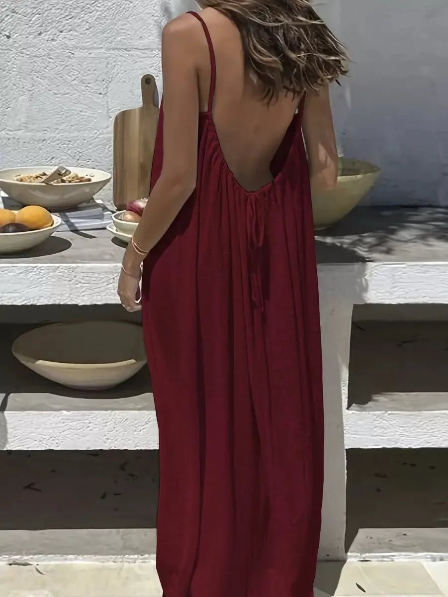 2026 Loose-Fit Spaghetti Strap Dress Women's Casual Homewear Summer Dress Solid-Color Vacation Cool Homewear - flohmarkt-deutschland.shop