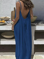 2026 Loose-Fit Spaghetti Strap Dress Women's Casual Homewear Summer Dress Solid-Color Vacation Cool Homewear - flohmarkt-deutschland.shop