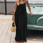 2026 Loose-Fit Spaghetti Strap Dress Women's Casual Homewear Summer Dress Solid-Color Vacation Cool Homewear - flohmarkt-deutschland.shop